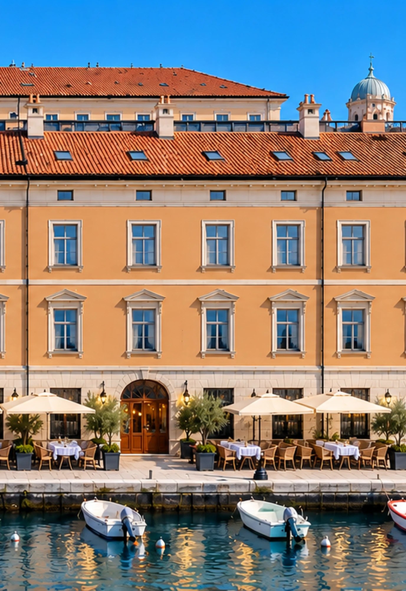 La facciata del Palazzo con i tavolini all’aperto sulla riva del canale, dove si trova il ristorante 486 m²